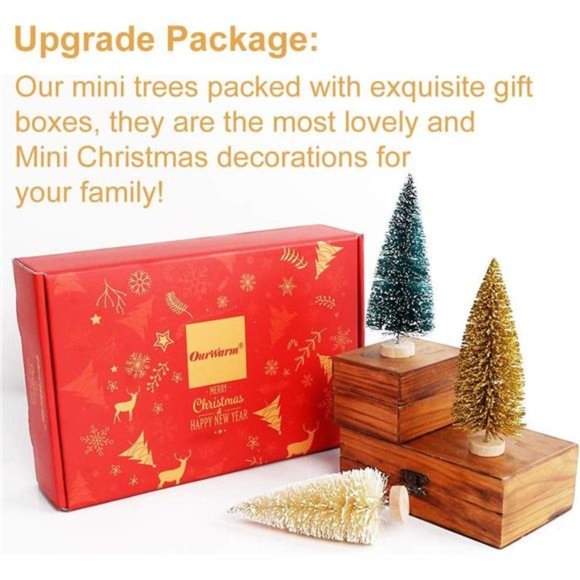 24PCS Artificial Mini Christmas Trees Village Trees with Wood Base Decor - Picture 3 of 6